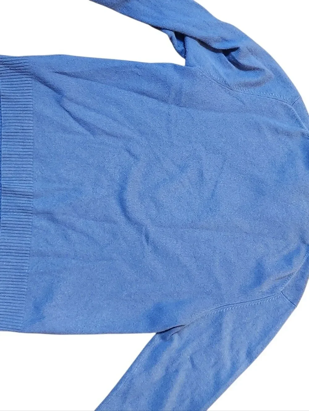 Lands' End Cashmere Sweater Mens Medium 38-40 Blue 1/2 Zip Mock Neck Long Sleeve
